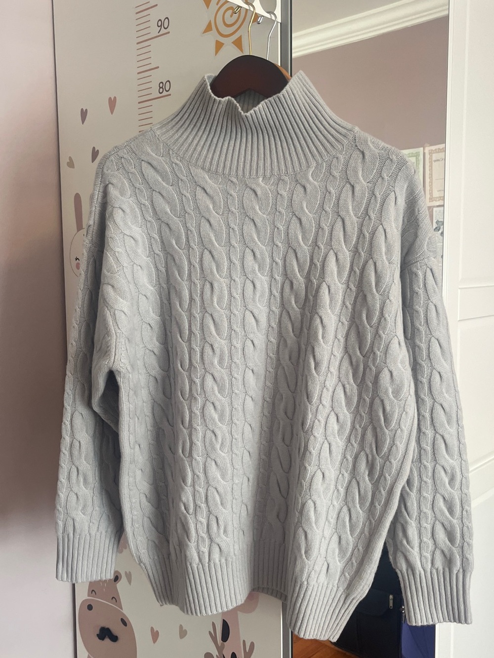 NWT Aritzia Cable Knit Grey Turtleneck Sweater Stargaze from Babaton 